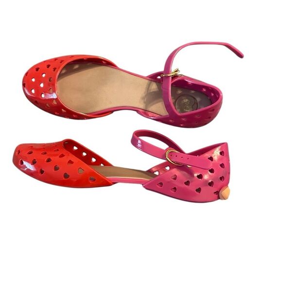 Dreamed by Melissa Women's Milkshake Jelly Heart Cutout Sandals Red Pink Size 8 - Picture 1 of 10